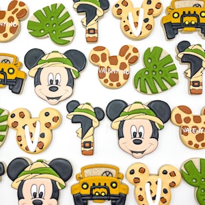 Mickey Mouse Safari Cookies,  Safari Cookies, Mickey, One Dozen Cookies, Custom Mickey Mouse Cookies, Birthday cookies, royal icing cookies
