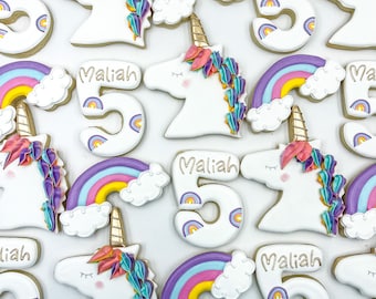 Unicorn Cookies, One Dozen Cookies, Custom Unicorn Cookies, Birthday cookies, Rainbow Cookies, Custom Rainbow Cookies, Royal Icing Cookies
