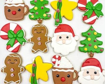 Suikerkerstkoekjes, een dozijn koekjes, aangepaste kerstkoekjes, kerstkoekjes, peperkoekkoekjes, rendierkoekjes, royalicingkoekje