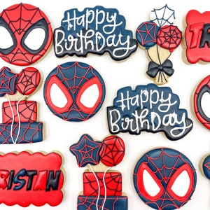 Miles Morales Cookies, Spiderman Cookies, One Dozen Cookies, Custom Miles Morales Cookies, Birthday cookies, Royalicing Cookies