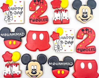 Mickey Mouse Birthday Cookies, Royal Icing, One Dozen