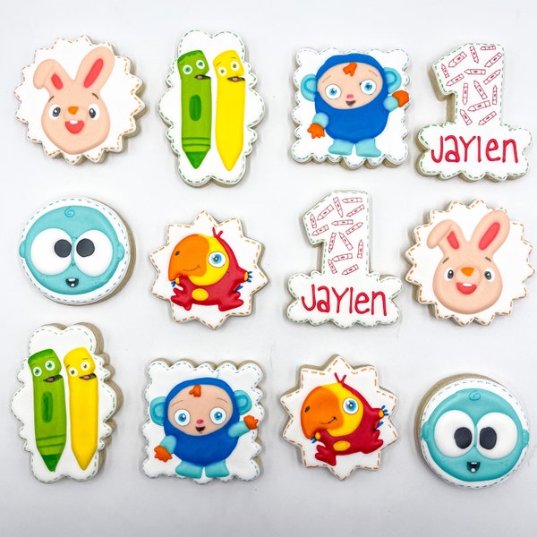 Baby First Tv sugar cookies, one dozen cookies, Custom Baby First Tv cookies, Birthday cookies, royal icing cookies