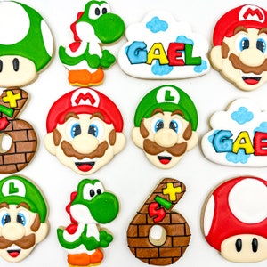 Mario and Luigi Cookies, One Dozen Cookies, Custom Mario and Luigi Cookies, Mario Bros Cookies, Luigi Bros, Mario and Luigi Birthday Cookies