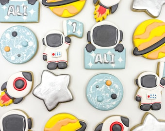 Astronaut Sugar Cookies, One Dozen Cookies, Custom Astronaut Cookies, Space Cookies, Astronaut Cookies, Birthday Cookies, Royalicing Cookies