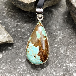 Natural Number 8 Turquoise Stone Pendant , 925 Sterling Silver Turquoise Jewelry , Healing Gemstone, December Birthstone Gift for Women