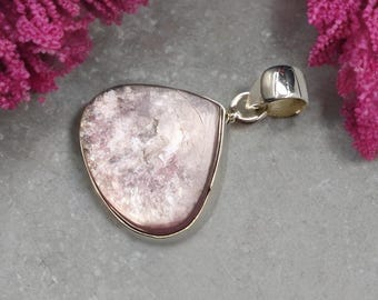Lepidolite Sterling Silver Pendant: Natural Purple Gemstone Necklace