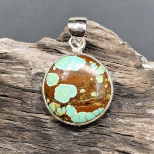 Natural Number 8 Turquoise Stone Pendant , 925 Sterling Silver Turquoise Jewelry , Healing Gemstone, December Birthstone Gift for Women