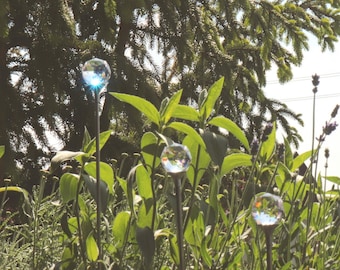 Plant stake with glass crystal ball Ø3 cm