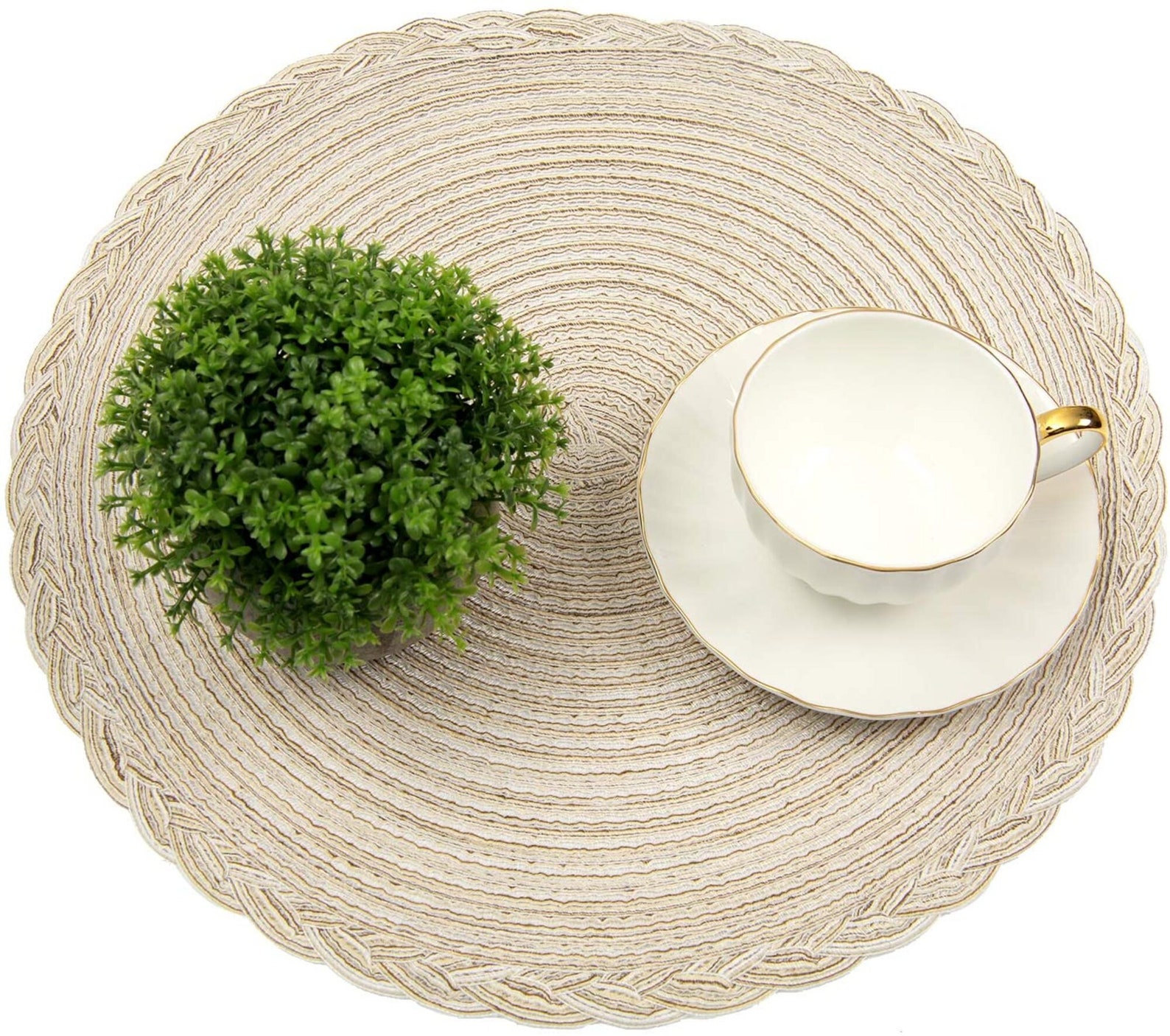 Round Cotton Placemat Table Mats 4pcs Ivory White Perfect For Etsy