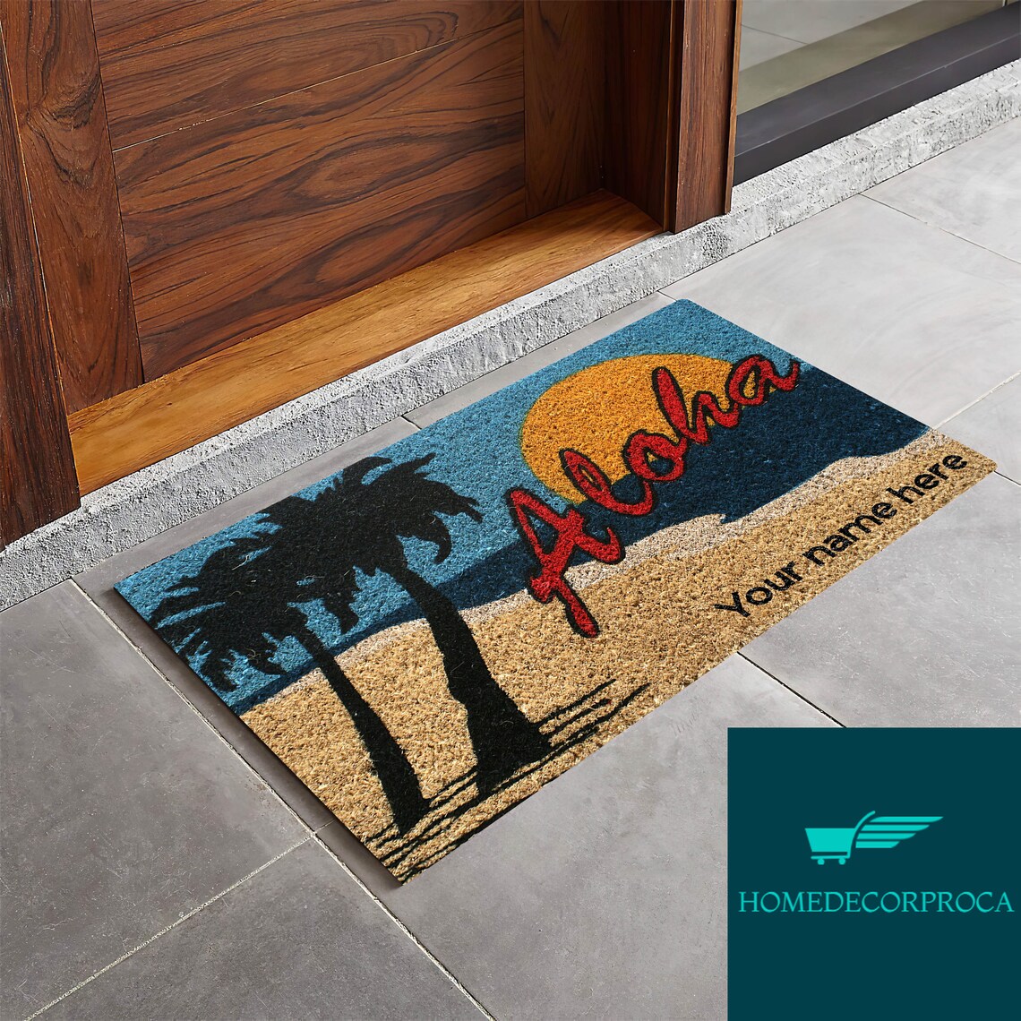 Aloha Doormat Palm Tree Door Mat Unique Gift Cute Home Etsy