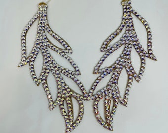 Gorgeous Leaf shaped Crystal AB Rhinestone Necklace