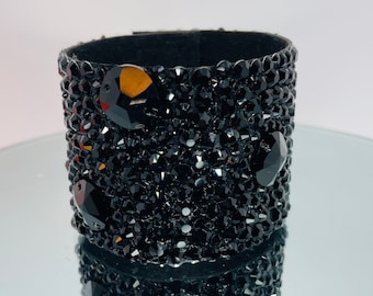 Statement Black Cuff with Jet Rhinestones