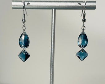 Ombré Montana Blue Rhinestone Dangle Earrings
