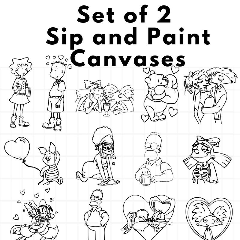 Pre Drawn Cartoon Canvas - Etsy