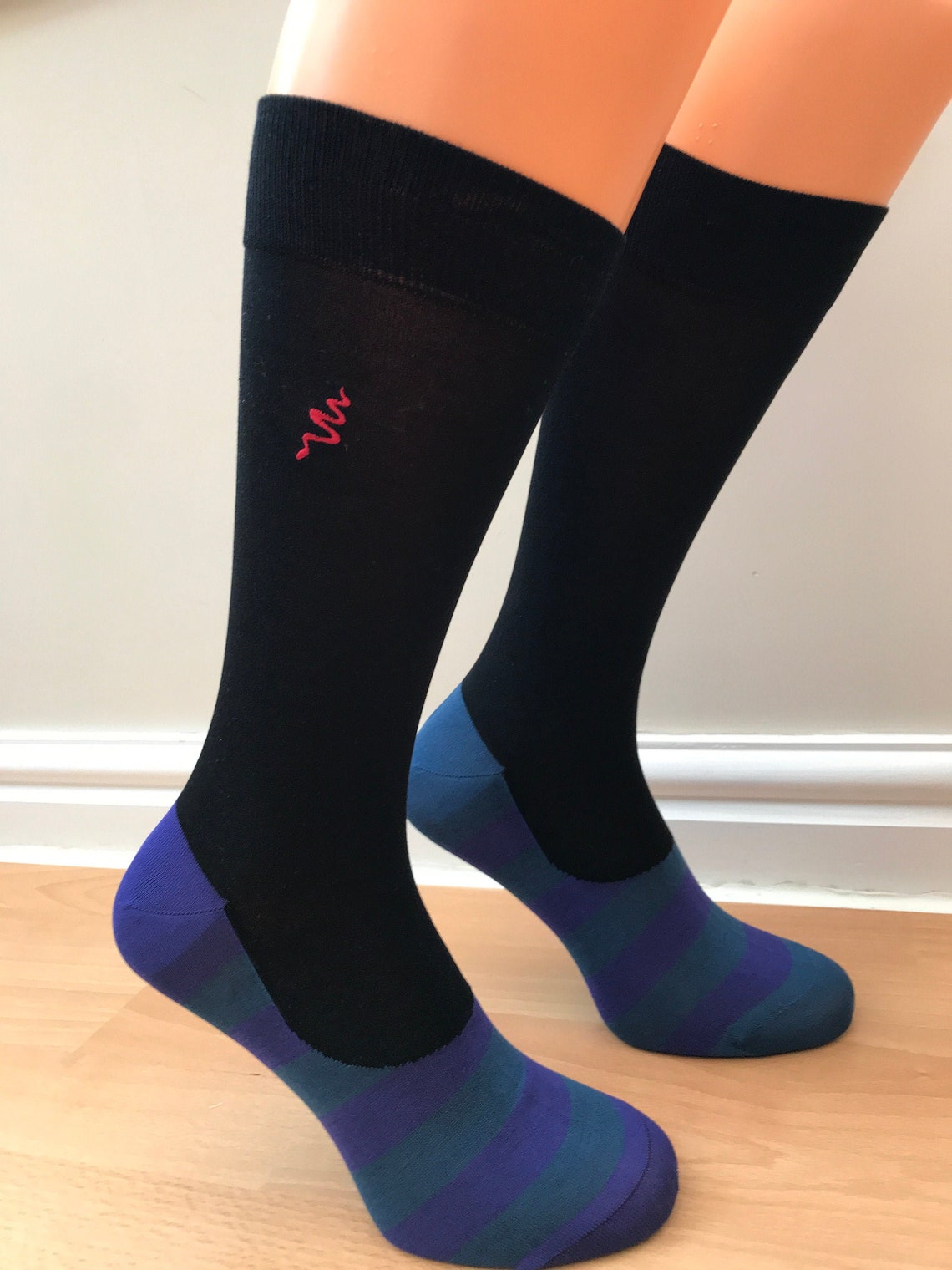 Luxury unique mens black socks with hidden discrete offset Etsy