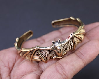Brass Bat Cuff Bracelet Handmade Bangles Halloween Jewelry Brass Bracelet Gothic Vampire Jewelry Bat Bracelet Adjustable Birthday Gift Her