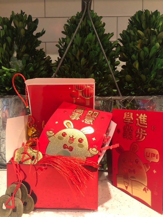 Cadeau du Nouvel An chinois Année du Lapin Coffret cadeau du Nouvel An  chinois CNY 2023 Coffret cadeau Cadeau du Nouvel An lunaire Bonne chance  Enveloppe rouge -  France