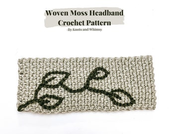 Woven Moss Headband Crochet Pattern - Ear Warmer Crochet Pattern - Adult Headband - Quick Project -Beginner to Intermediate-Instant Download