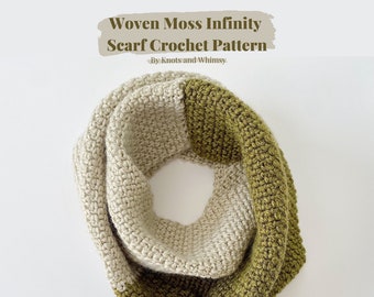 Woven Moss Infinity Scarf Crochet Pattern - Color Block Infinity Scarf Pattern - Beginner Friendly - Fall Scarf Pattern-Instant Download PDF