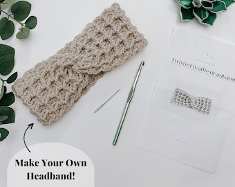 Crochet Kit - Twisted Waffle Headband - Personalized Kit - Easy Crochet Kit - Customized Adult Earwarmer Kit - Beginner Friendly Crochet Kit