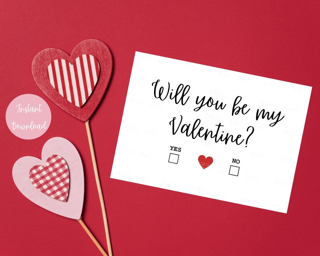 Will You Be My Valentine? Digital Download Valentines Cards Etsy