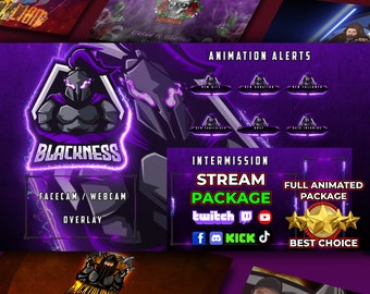 Custom Streaming Package for Twitch, Youtube - Animated Screens, Overlays, Alerts, Panel, logo custom Original Character made by order