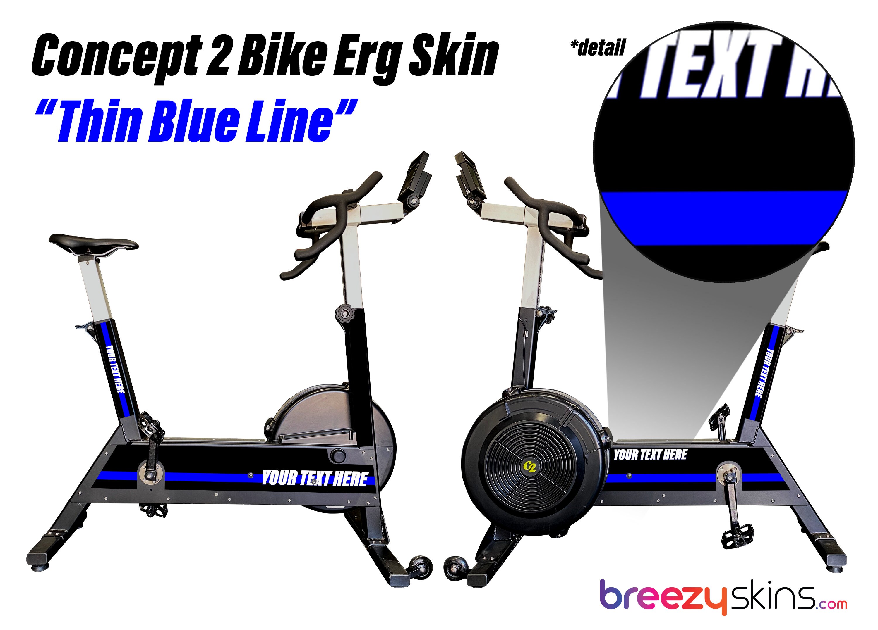 Concept 2 Bike Erg Skin Fine Blue Line Etsy France