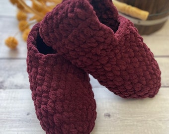 Handmade Crochet Slippers: Plush Knit House Shoes, Cozy Socks