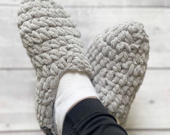 Handmade Crochet Slipper Socks: Plush Blanket Yarn, Cozy Winter Wear