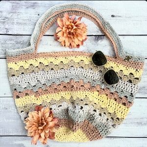 Handgemachte häkeln Baumwolltasche: Bunte Boho Markttasche