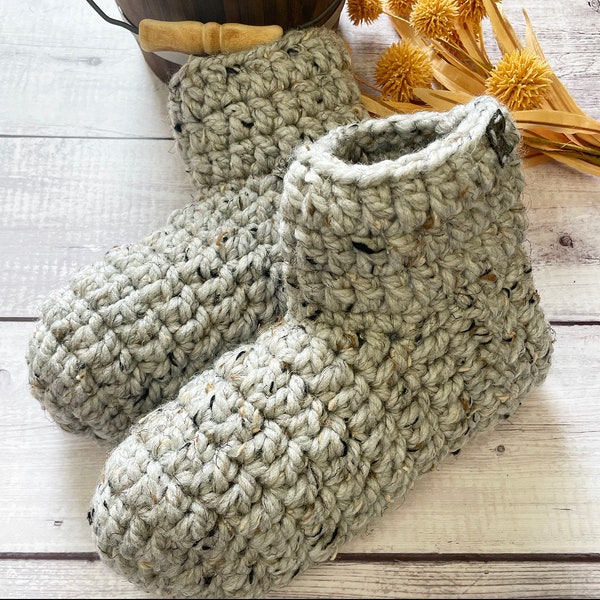 Crochet bootie slipper, Cozy handmade bootie, Chunky sock, Holiday gift for adults men women, Warm indoor boot, winter knit sock