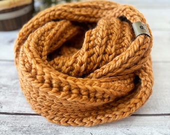Handmade Chunky Knit Infinity Scarf: Oversized Ribbed Cowl