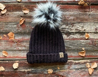 Bonnet à pompon, tuque d'hiver chaude, bonnet confortable à pompon