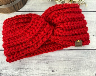 Bulky knit headband, Warm winter ear warmer, Thick handmade earmuff, Ribbed knit ear warmer, Twisted cozy headband, Holiday gift for Women