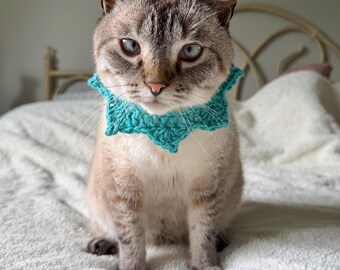 Summer Crochet Cat Collar | Handmade Cat Neckwear | Decorative Cat Collar | Kitten Accessory | Choose Your Color