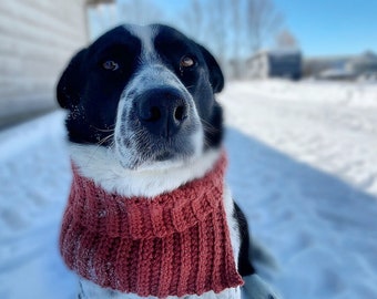 Warm winter wear for pet, Ribbed dog cowl, Holiday gift for canine, Handmade knit scarf for puppy, Dog winter accessory, Ribbed scarf dog