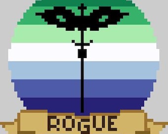 Patrón de punto de cruz con el símbolo de clase de Dungeons & Dragons personalizado: bandera del orgullo gay (descarga en PDF)