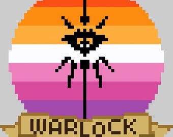 Patrón de punto de cruz con el símbolo de clase de Dungeons & Dragons personalizado: bandera del orgullo lésbico (descarga en PDF)