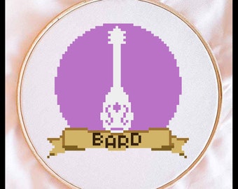 Patrón de punto de cruz con el símbolo de clase de Dungeons and Dragons: Bardo (descarga en PDF)