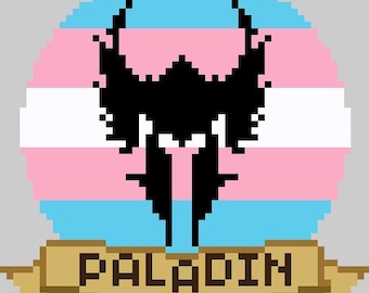 Patrón de punto de cruz con el símbolo de clase de Dungeons & Dragons personalizado: bandera del orgullo transgénero (descarga en PDF)