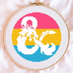 D&D Logo Pansexual Pride Flag Cross Stitch Pattern (PDF Download)