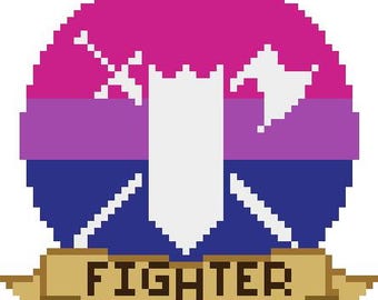 Patrón de punto de cruz con el símbolo de clase de Dungeons & Dragons personalizado: bandera del orgullo bisexual (descarga en PDF)