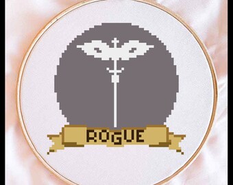 Patrón de punto de cruz con el símbolo de clase de Dungeons and Dragons: Rogue (Descarga en PDF)