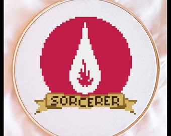 Dungeons and Dragons Class Symbol Cross Stitch Pattern - Sorcerer (PDF Download)
