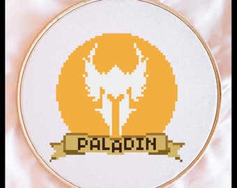 Patrón de punto de cruz con el símbolo de clase de Dungeons and Dragons: Paladín (descarga en PDF)