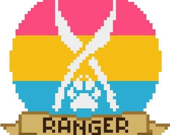 Patrón de punto de cruz con el símbolo de clase de Dungeons & Dragons personalizado: bandera del orgullo pansexual (descarga en PDF)