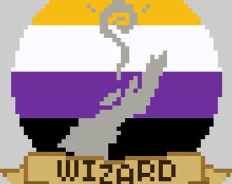 Patrón de punto de cruz con símbolo de clase de Dungeons & Dragons personalizado: bandera del orgullo no binario (descarga en PDF)