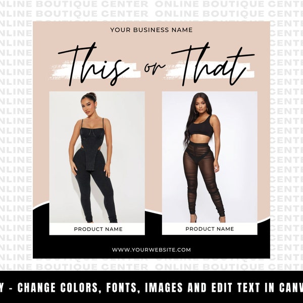 This or That Boutique Flyer, Clothing Fashion Template, Custom DIY Premade Editable Animated