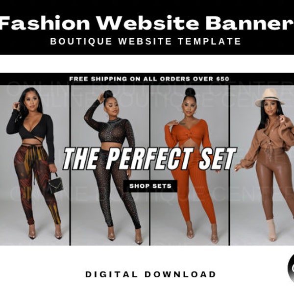 Black and White Fashion Boutique Website Banners, Canva Template, Shopify Website, Shopify, Wix, clothing store, new arrivals