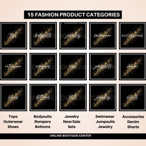 Black white gold website banner set, shopify template, boutique product categories, hero banner, fashion banner, fashion website image 3